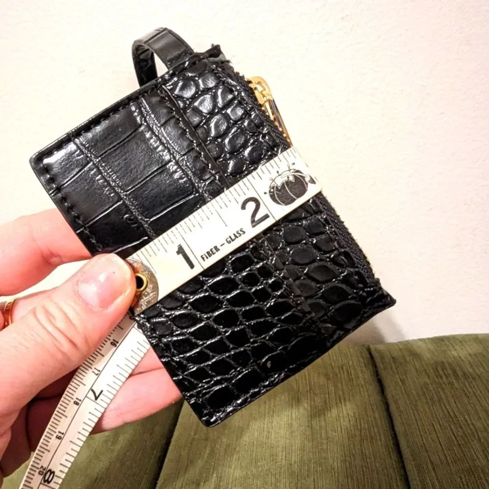 ALDO Black Cardholder Coin mini Wallet Crocodile Print